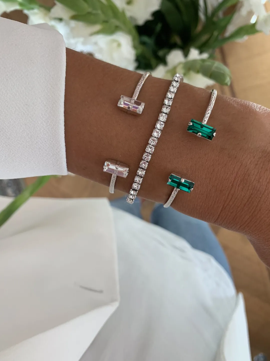 Caroline Svedbom Baguette Bracelet Emerald Shop