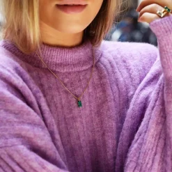 Caroline Svedbom Baguette Necklace Emerald Shop
