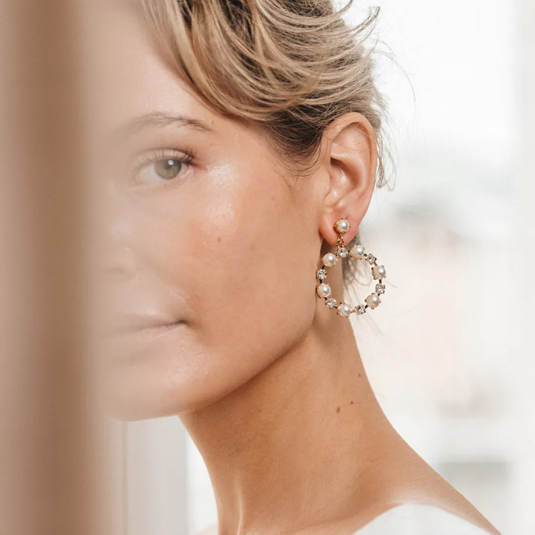 Caroline Svedbom Eternity Pearl Earrings/Pearl + Crystal Cheap