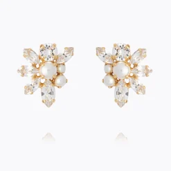 Caroline Svedbom Floral Pearl Earrings/Pearl + Crystal Online