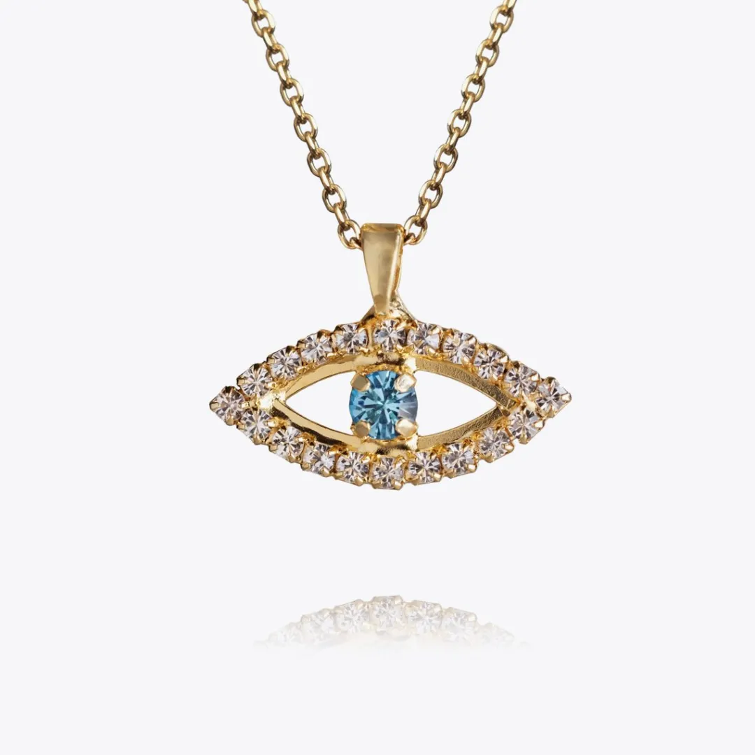 Caroline Svedbom Greek Eye Necklace/Crystal + Aquamarine Clearance