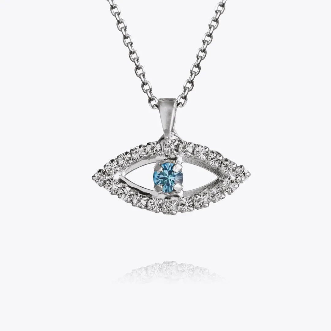 Caroline Svedbom Greek Eye Necklace/Crystal + Aquamarine Clearance