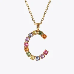 Caroline Svedbom Letter Necklace C/Rainbow Combo New