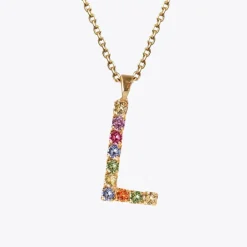 Caroline Svedbom Letter Necklace L/Rainbow Combo Best