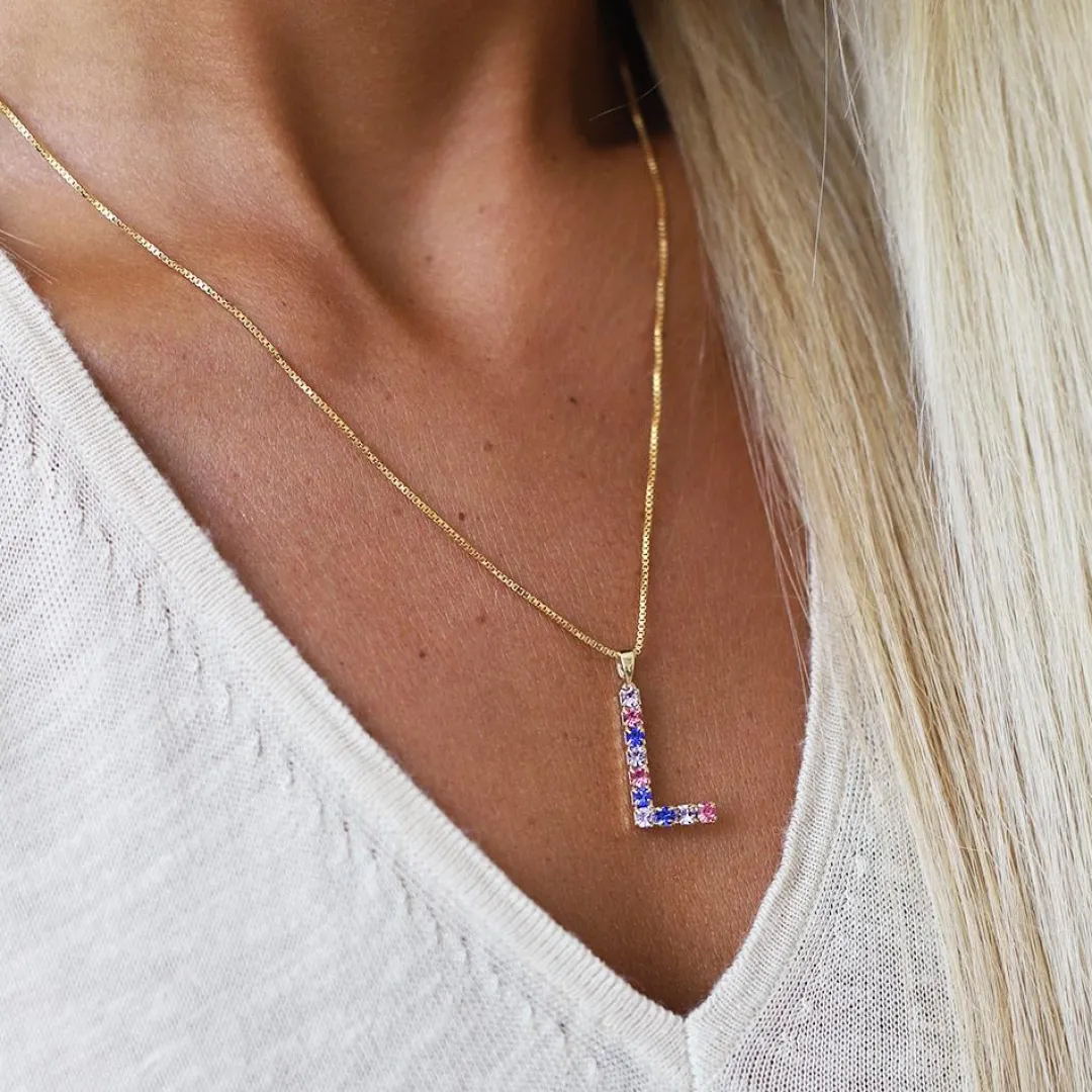 Caroline Svedbom Letter Necklace L/Rainbow Combo Best