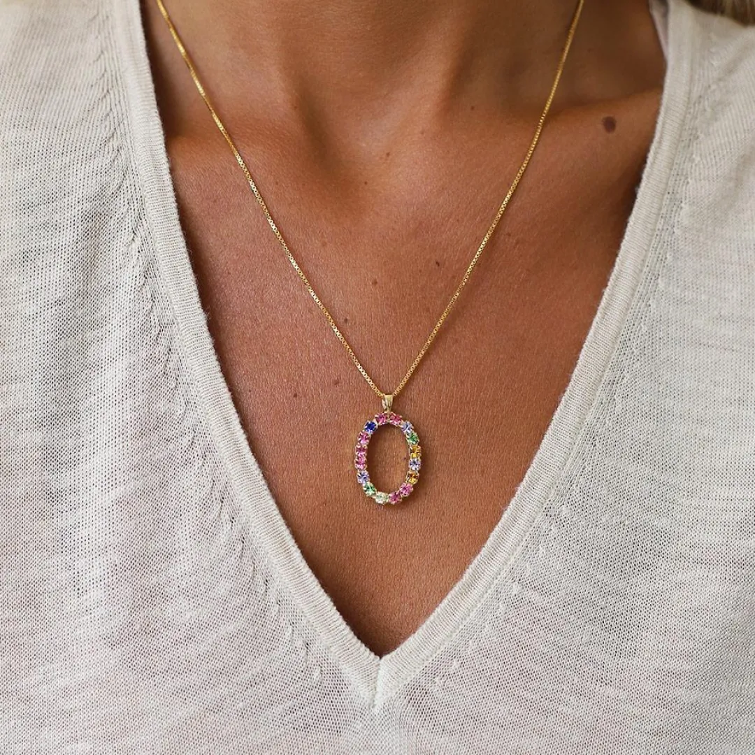 Caroline Svedbom Letter Necklace O/Rainbow Combo Flash Sale
