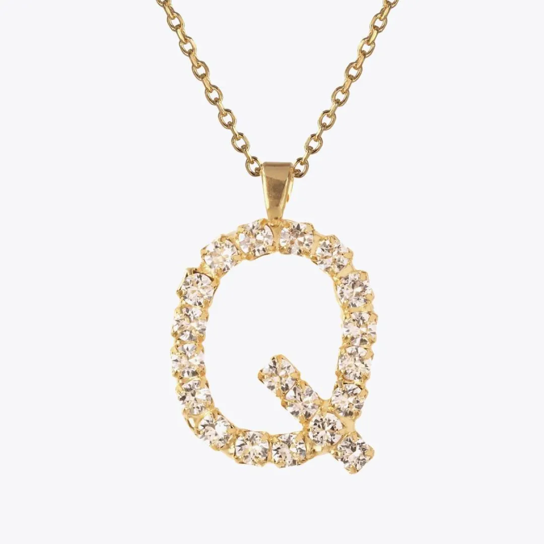 Caroline Svedbom Letter Necklace Q/Crystal New