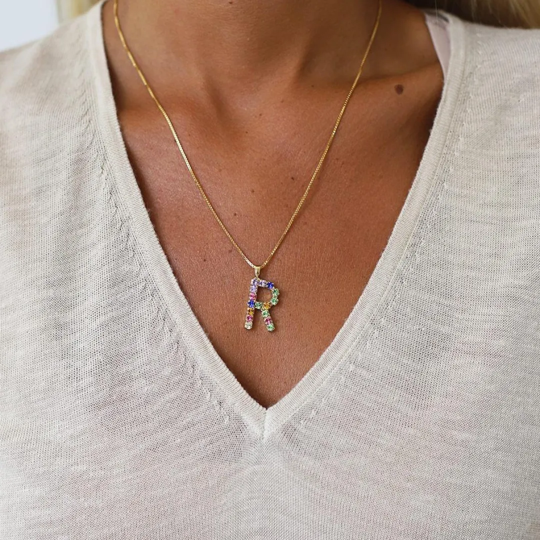 Caroline Svedbom Letter Necklace R/Rainbow Combo New