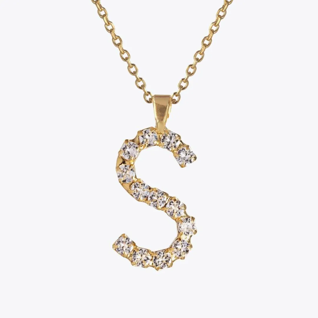 Caroline Svedbom Letter Necklace S/Crystal Hot