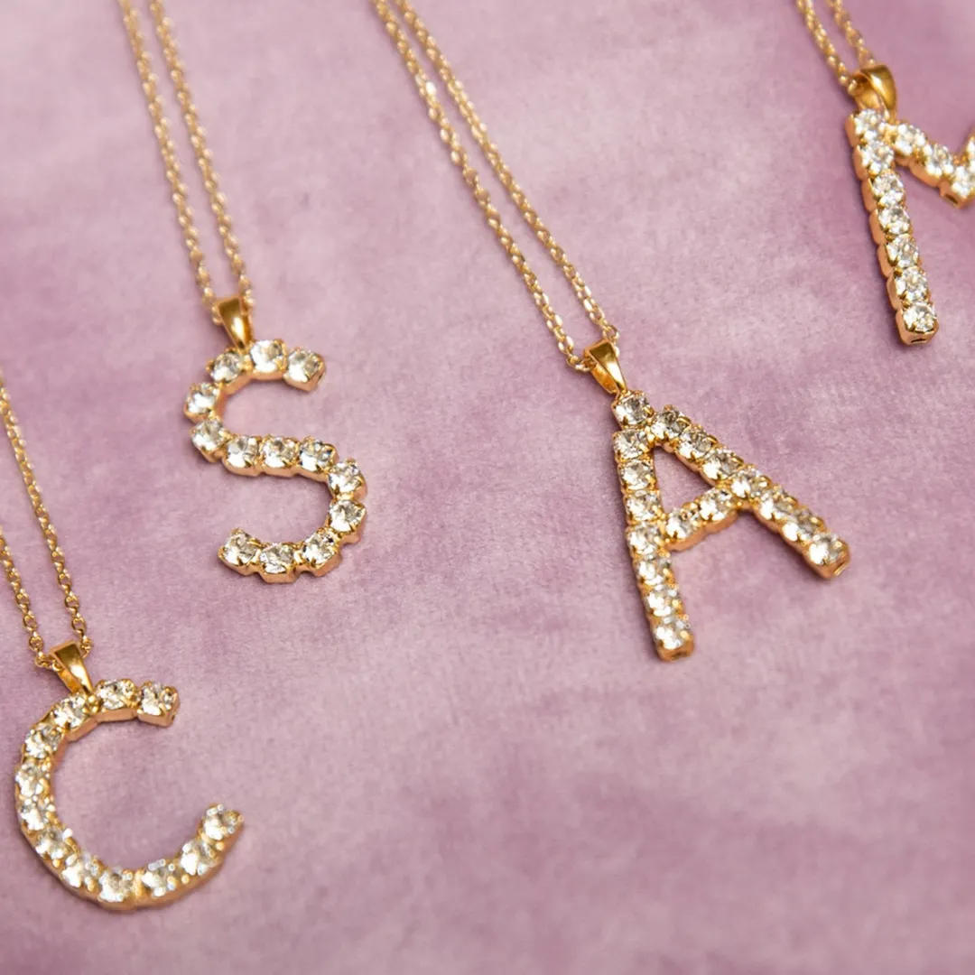 Caroline Svedbom Letter Necklace S/Crystal Hot
