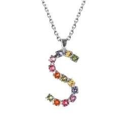 Caroline Svedbom Letter Necklace S/Rainbow Combo New