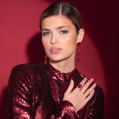 Caroline Svedbom Lydia Cocktail Ring Mulberry Red + Light Rose Online