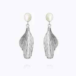 Caroline Svedbom Mini Golden Leaf Earrings/Pearl Best