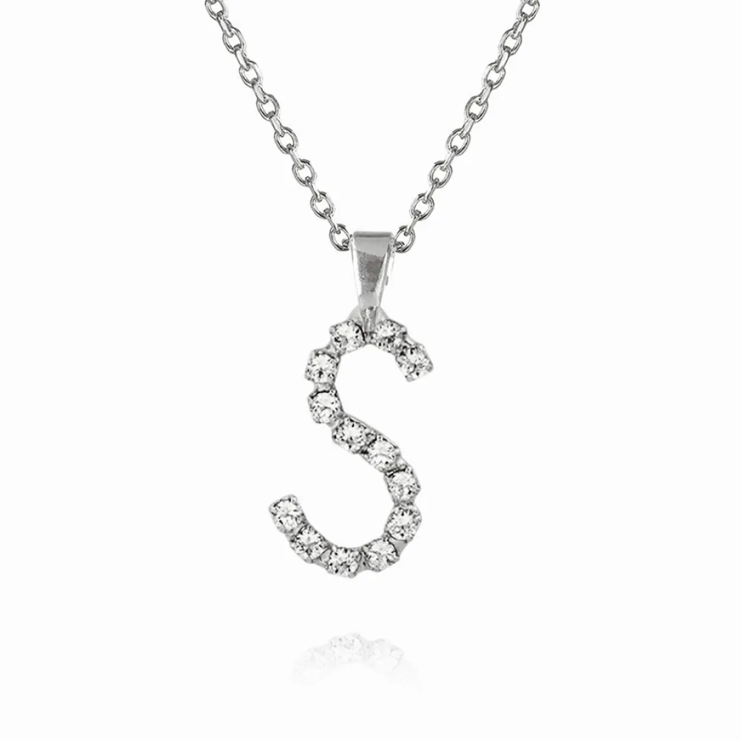 Caroline Svedbom Mini Letter Necklace S/Crystal New