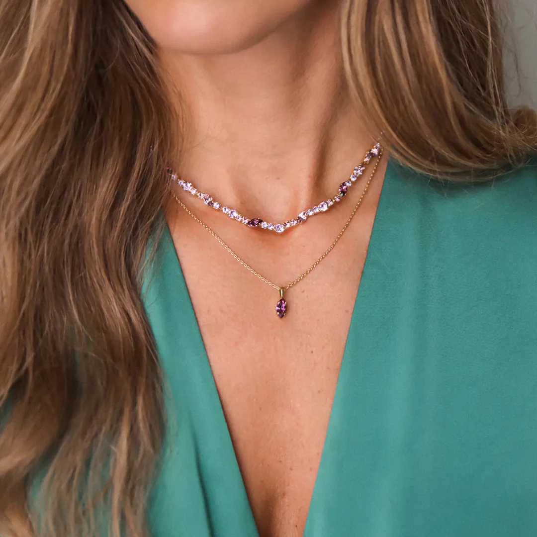 Caroline Svedbom Petite Navette Necklace Iris New